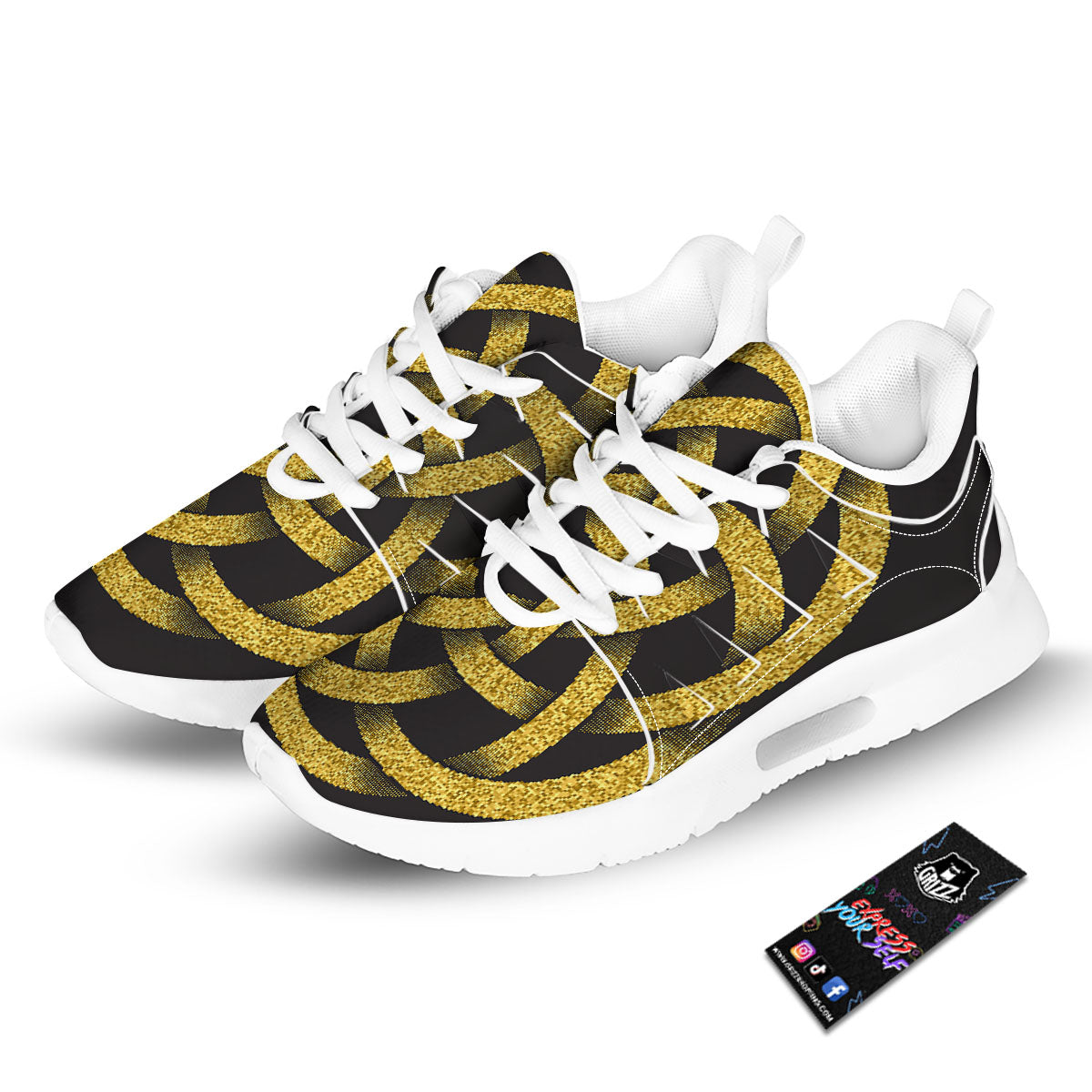 Celtic Knot Symbol Gold Circle Print Tennis Shoes-grizzshop