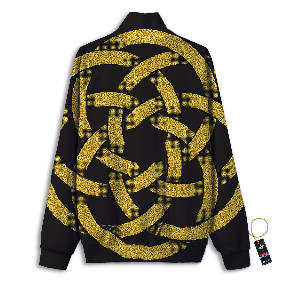 Celtic Knot Symbol Gold Circle Print Track Jacket-grizzshop