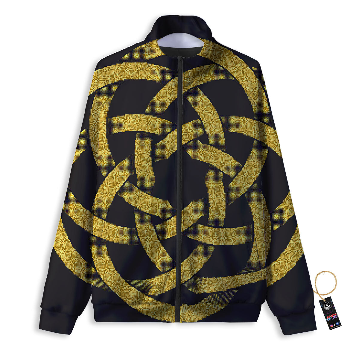 Celtic Knot Symbol Gold Circle Print Track Jacket-grizzshop