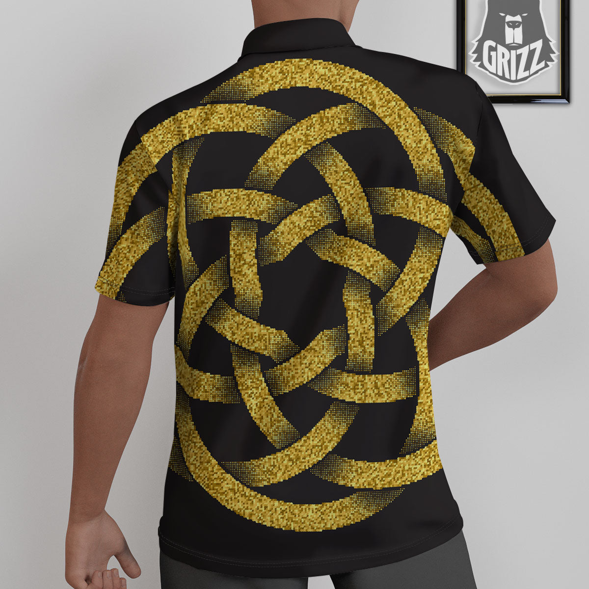 Celtic Knot Symbol Gold Circle Print Untucked Shirts-grizzshop