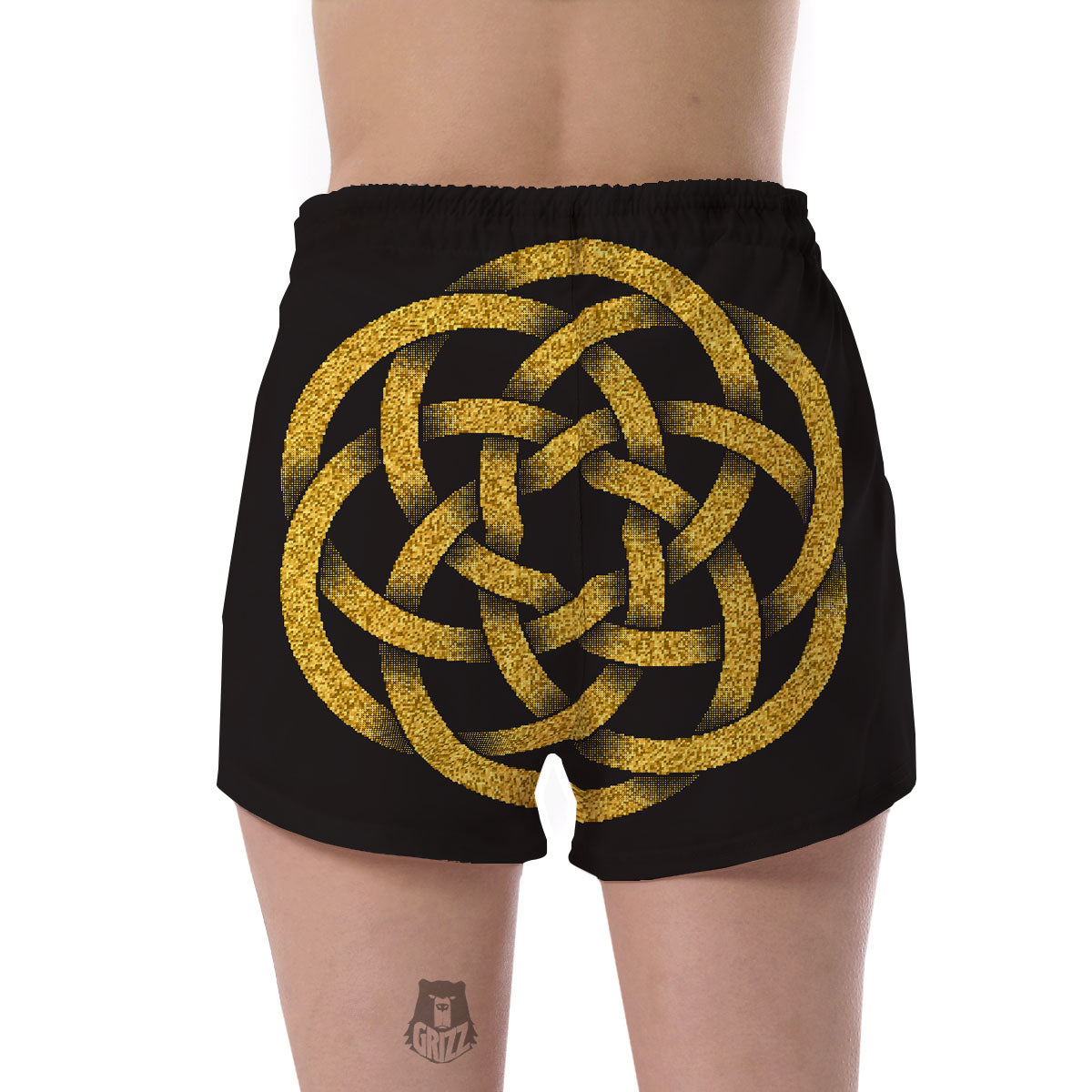 Celtic Knot Symbol Gold Circle Print Women's Shorts-grizzshop