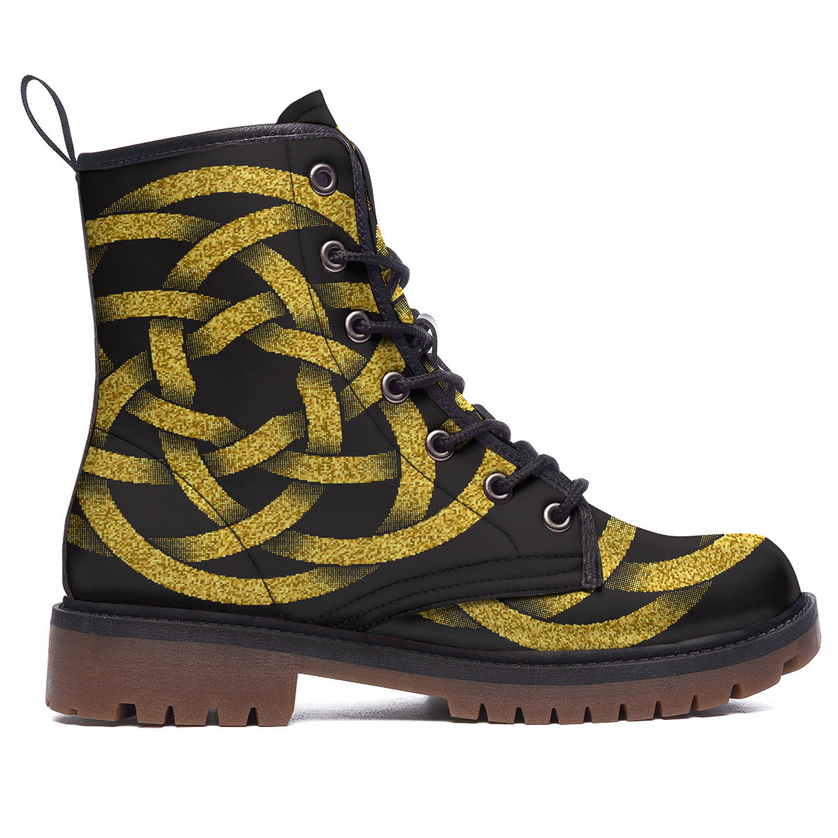 Celtic Knot Symbol Gold Circle Print Work Boots-grizzshop