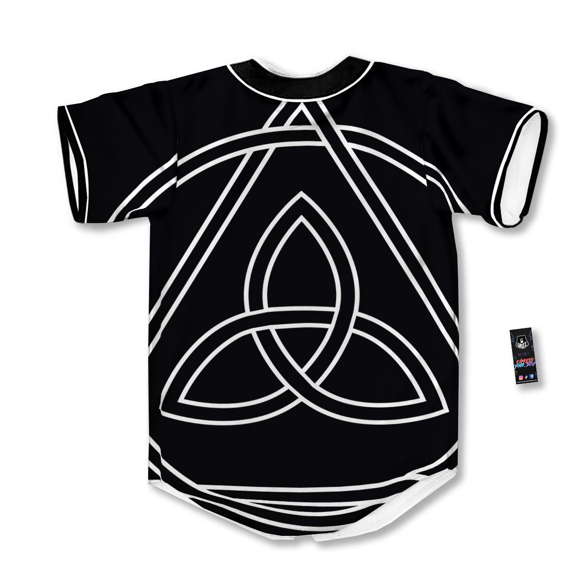 Celtic Knot White And Black Print Baseball Jersey-grizzshop