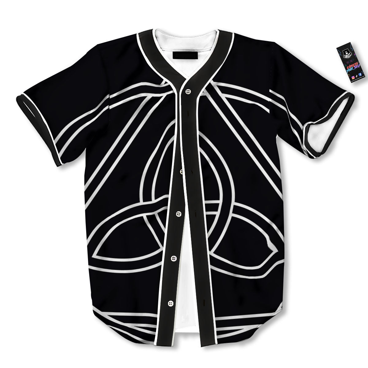 Celtic Knot White And Black Print Baseball Jersey-grizzshop