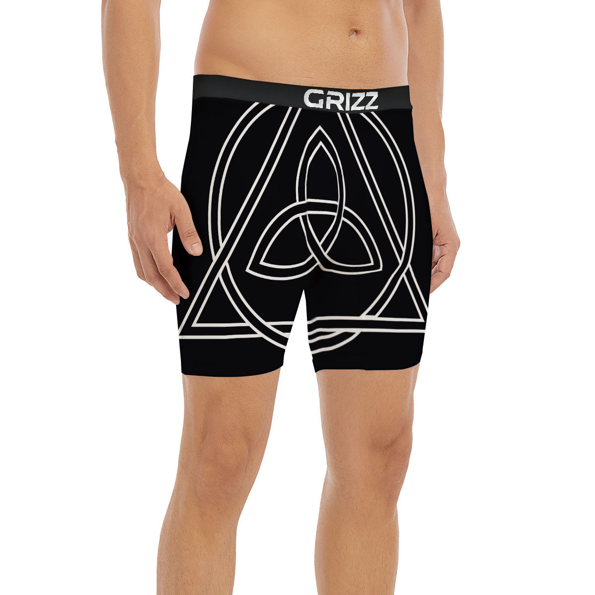 Celtic Knot White And Black Print Boxer Briefs-grizzshop