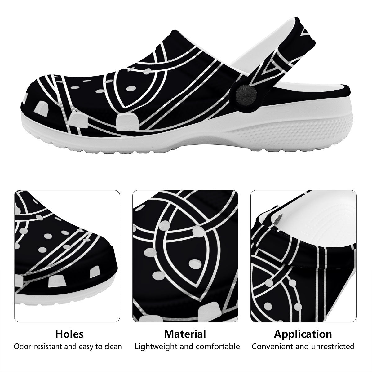 Celtic Knot White And Black Print Clog-grizzshop