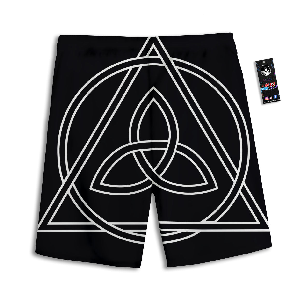 Celtic Knot White And Black Print Men's Athletic Shorts