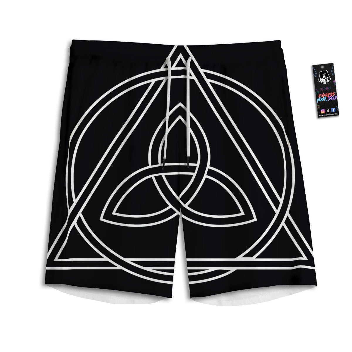 Celtic Knot White And Black Print Men's Athletic Shorts