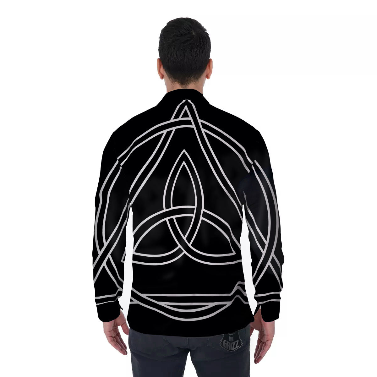 Celtic Knot White And Black Print Men's Long Sleeve Shirts-grizzshop
