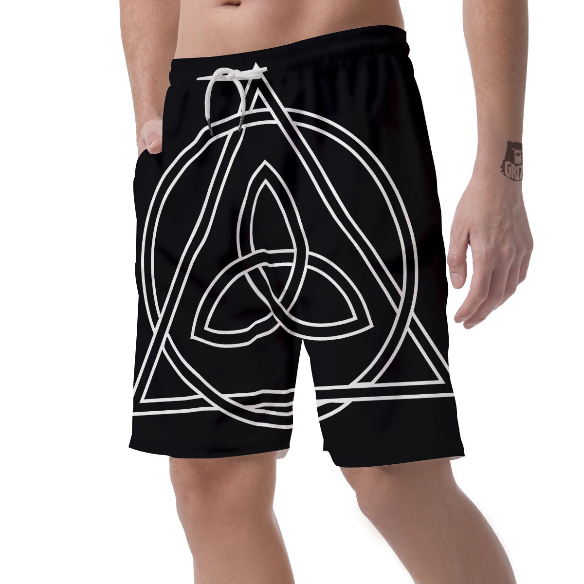 Celtic Knot White And Black Print Men's Shorts-grizzshop