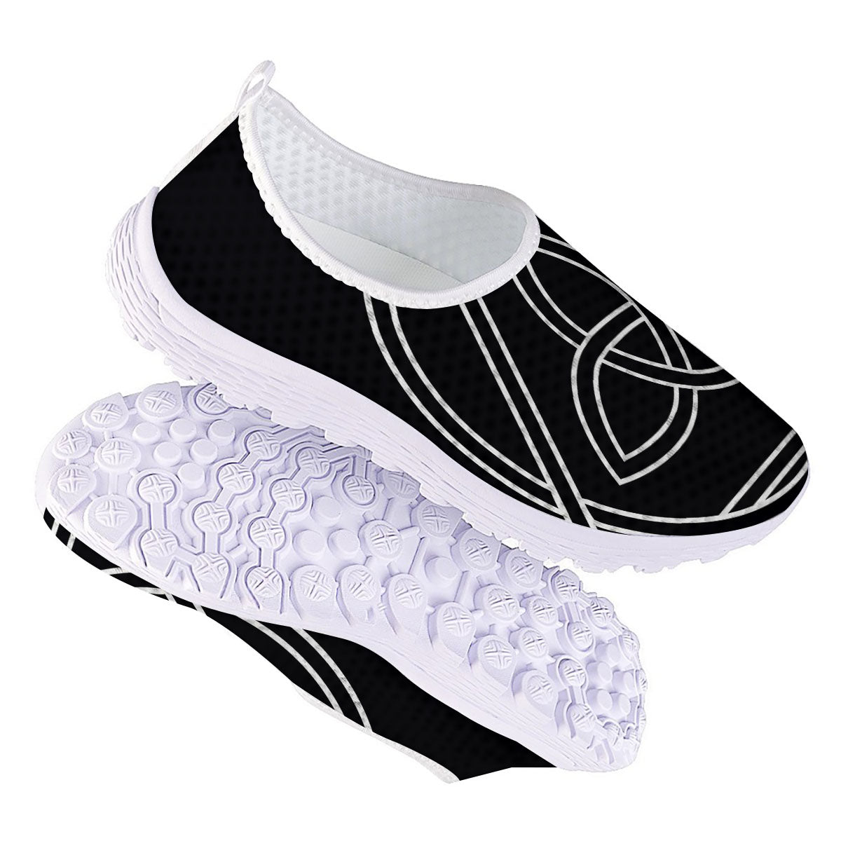 Celtic Knot White And Black Print Nurse Shoes-grizzshop