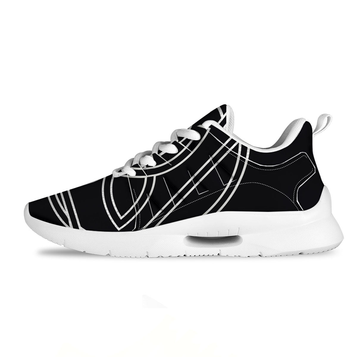 Celtic Knot White And Black Print Tennis Shoes-grizzshop