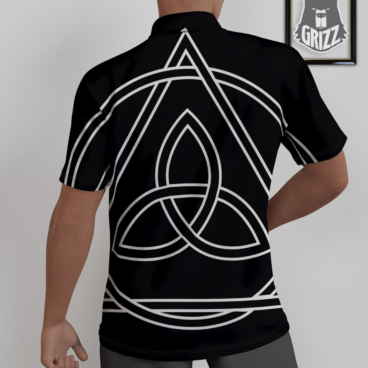 Celtic Knot White And Black Print Untucked Shirts-grizzshop