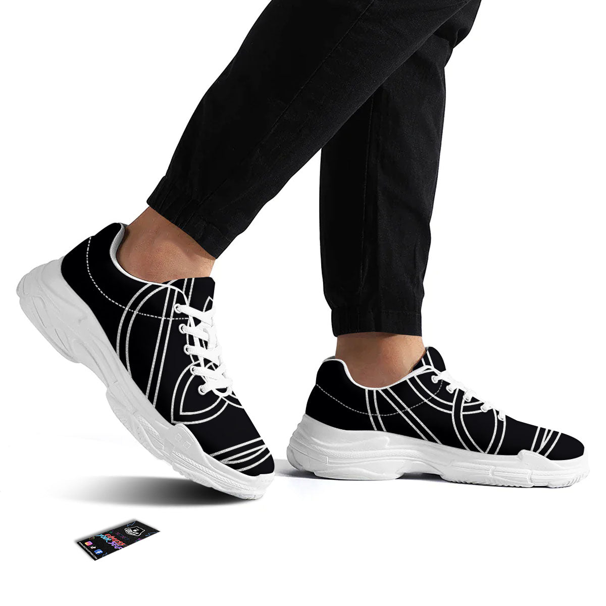 Celtic Knot White And Black Print White Chunky Shoes-grizzshop