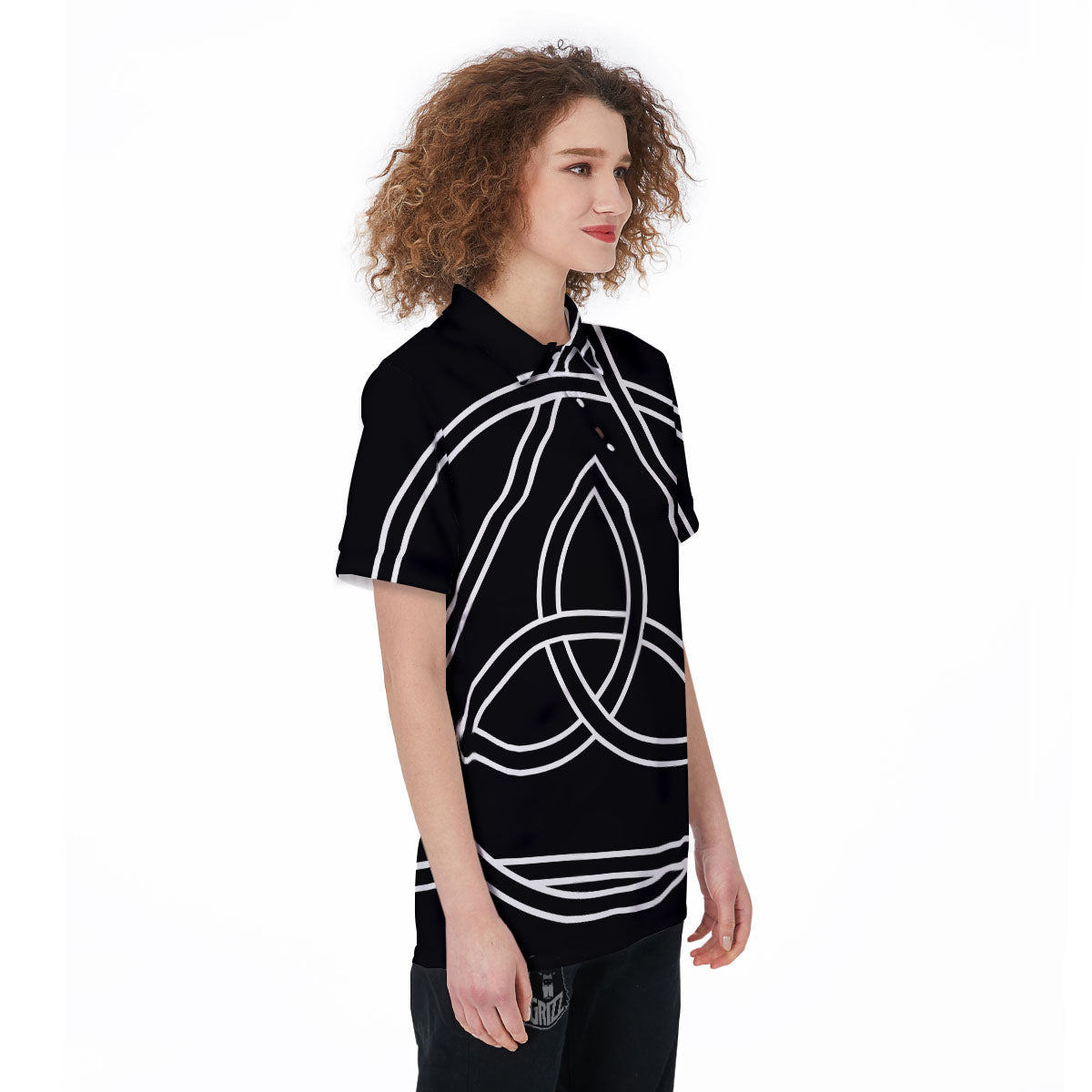 Celtic Knot White And Black Print Women's Golf Shirts-grizzshop