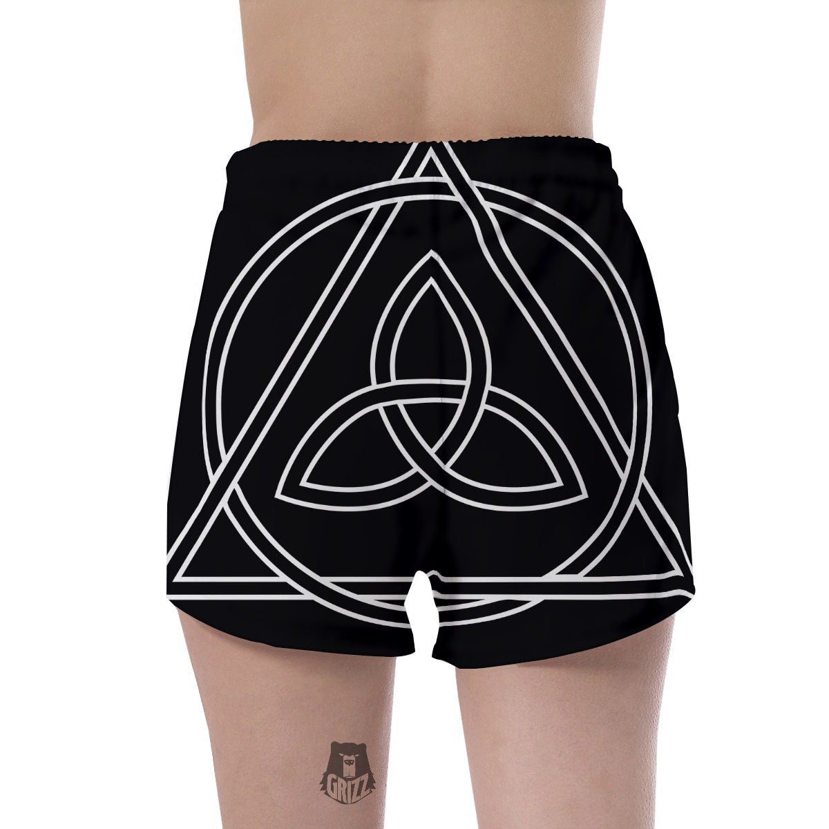 Celtic Knot White And Black Print Women's Shorts-grizzshop