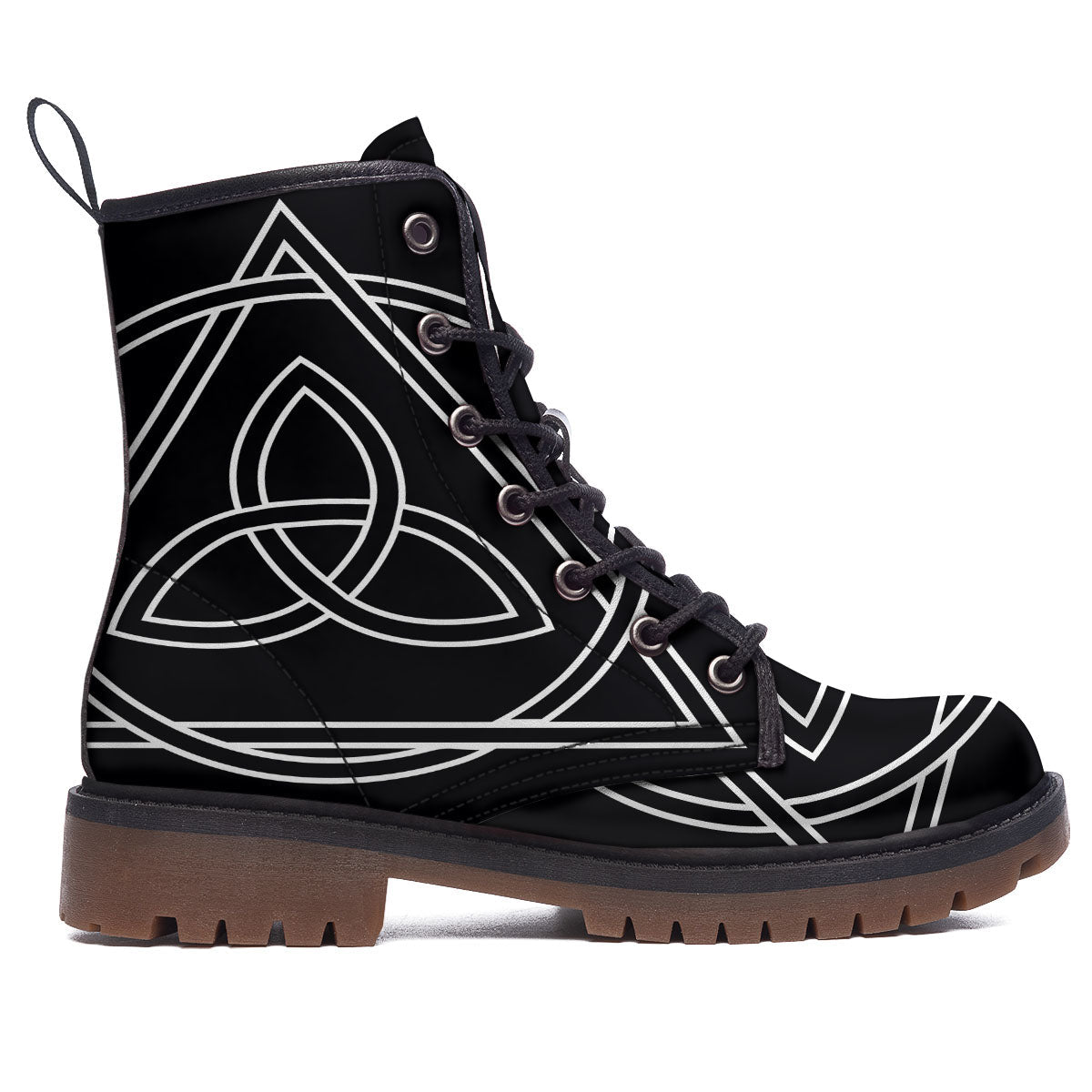 Celtic Knot White And Black Print Work Boots-grizzshop