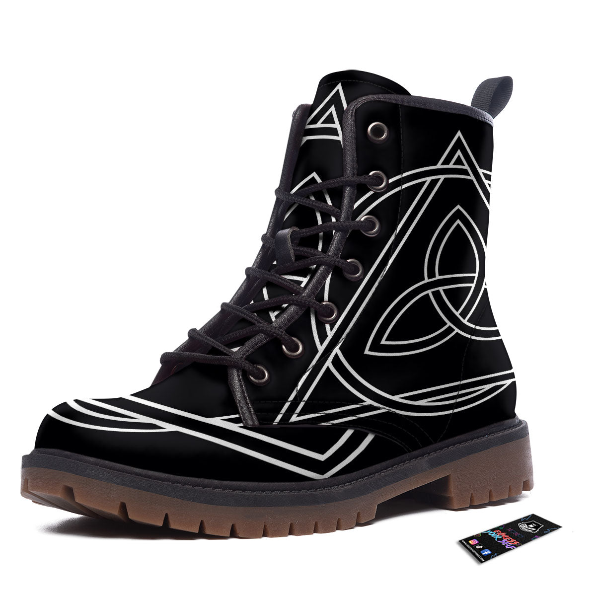 Celtic Knot White And Black Print Work Boots-grizzshop