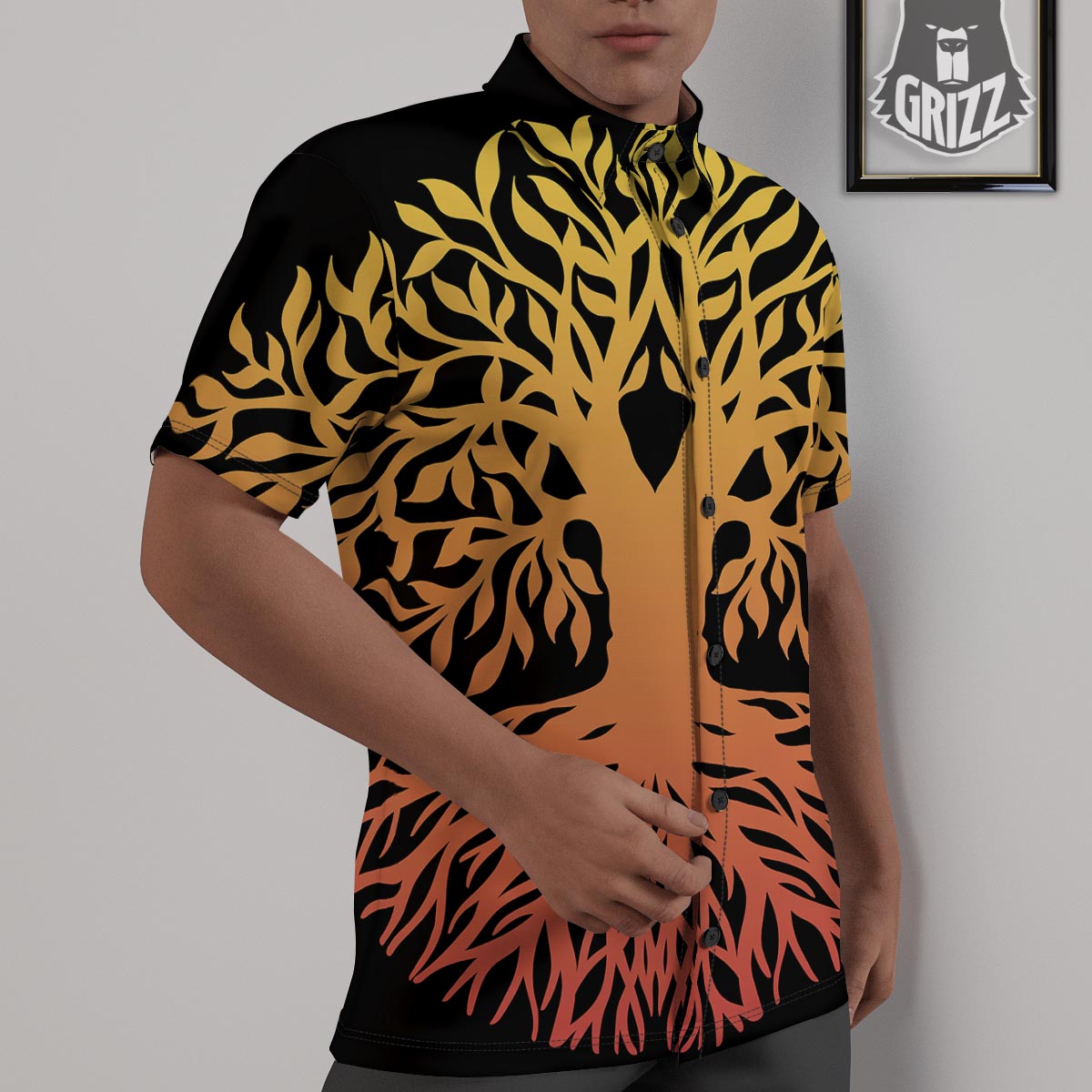 Celtic Symbol Tree Of Life Print Untucked Shirts-grizzshop