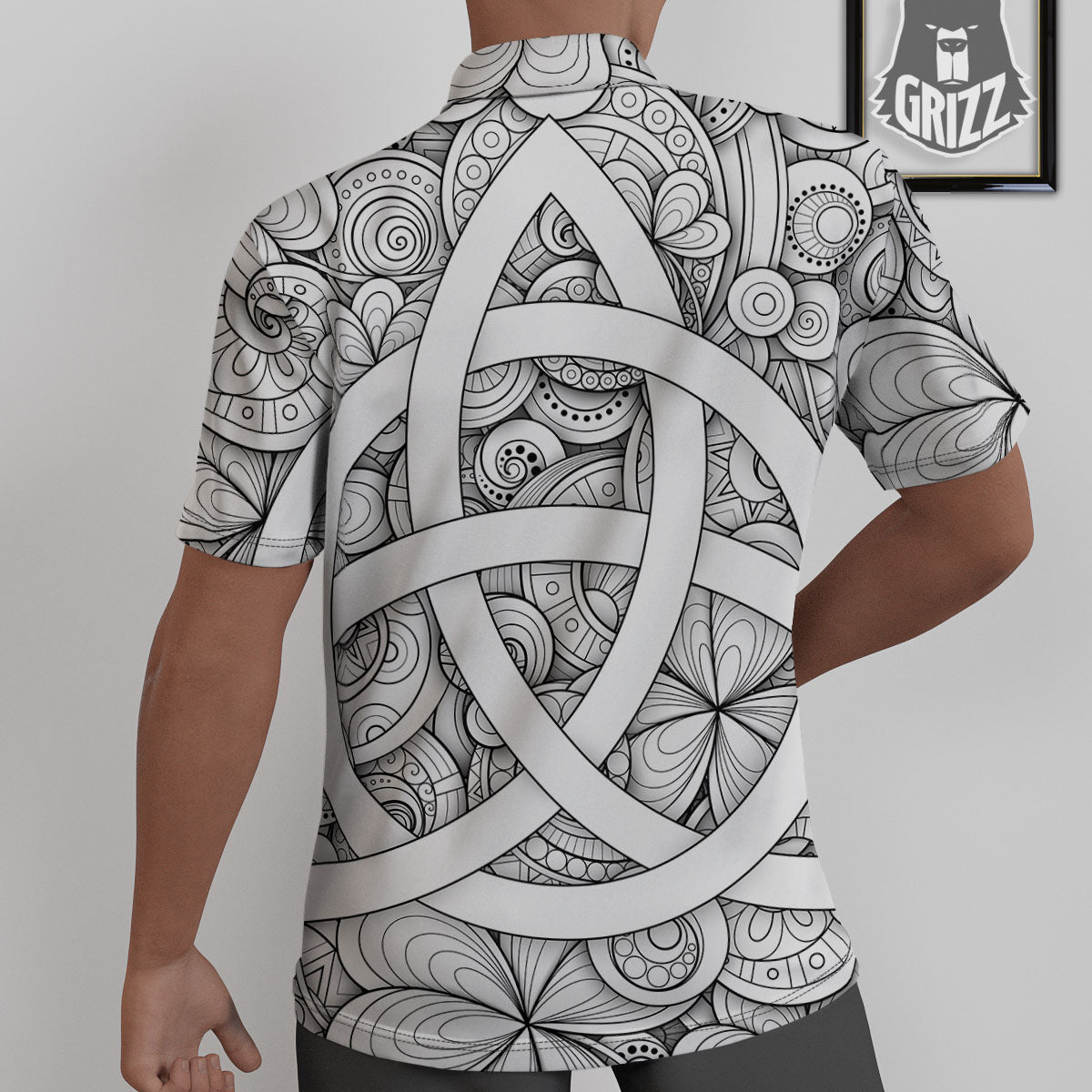 Celtic Trinity Knot White Symbol Print Untucked Shirts-grizzshop
