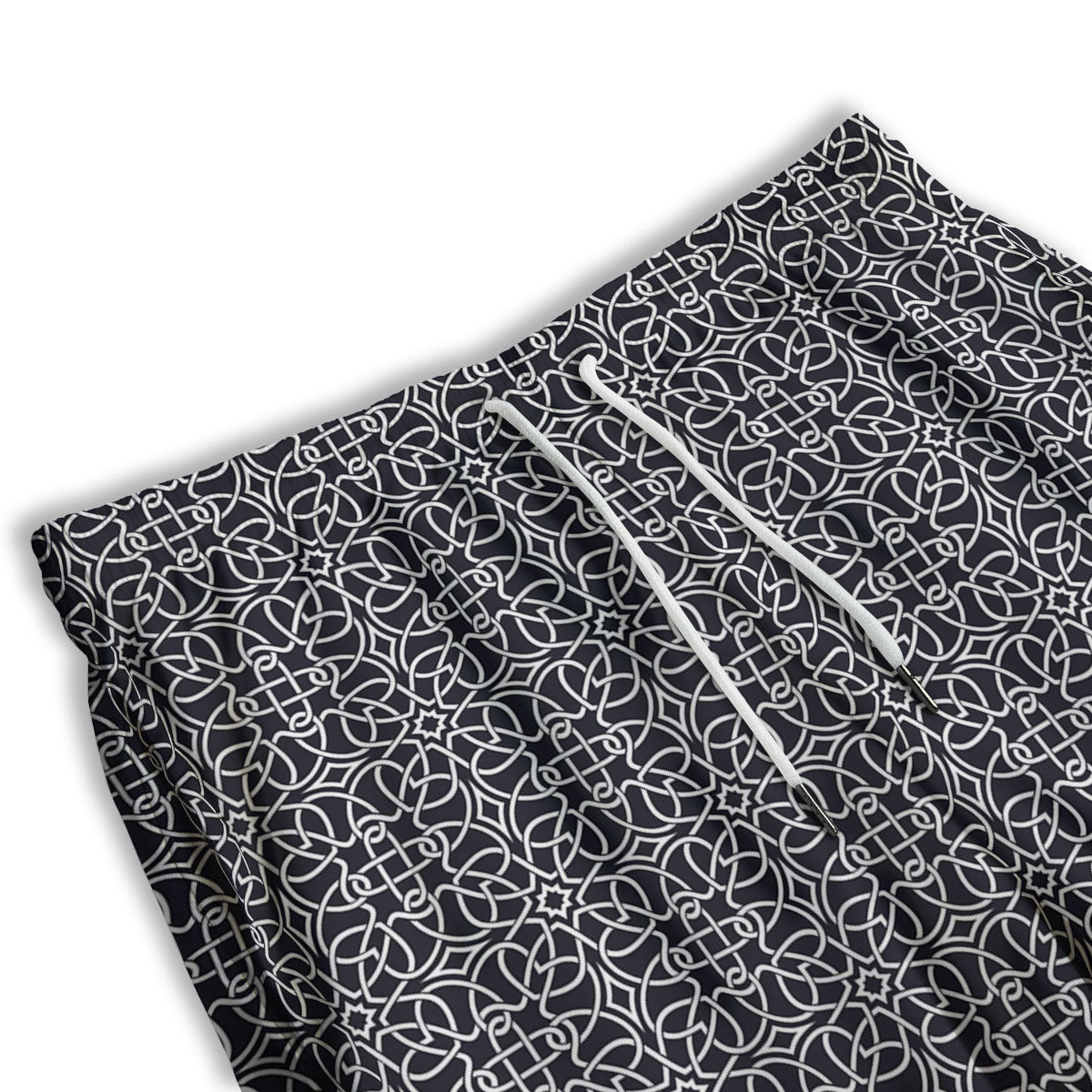 Celtic White And Black Print Pattern Men's Athletic Shorts