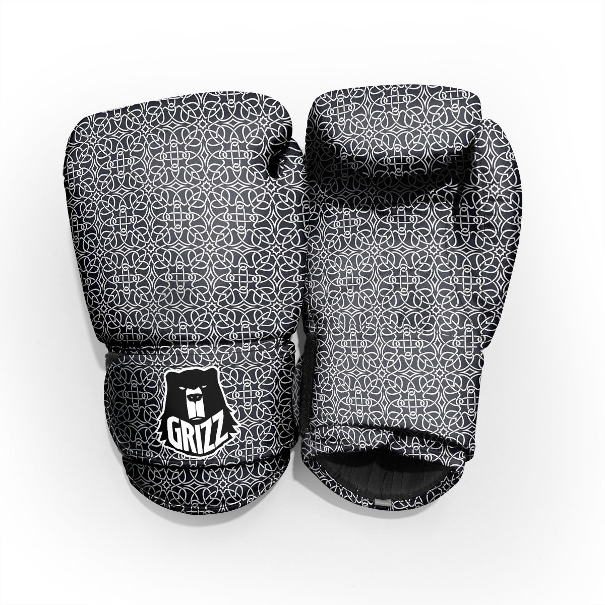 Celtic White And Black Print Pattern Pro Boxing Glove