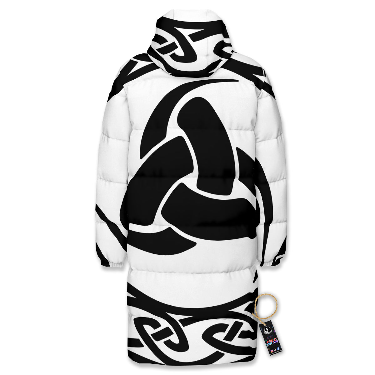 Celtic Endless Knot Symbols Print Long Down Jacket