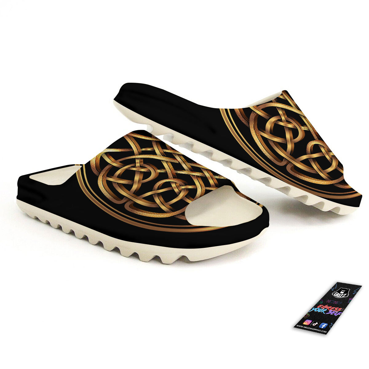 Celtic Knot Golden Print Sandals-grizzshop