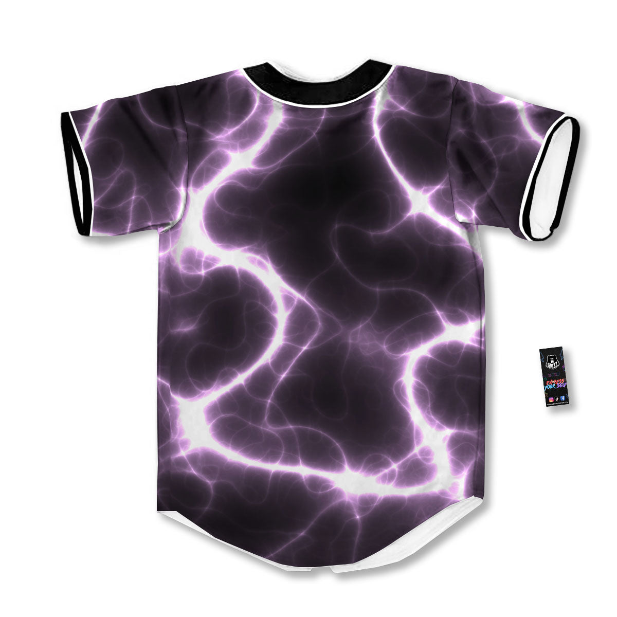 Chain Lightning Print Baseball Jersey-grizzshop