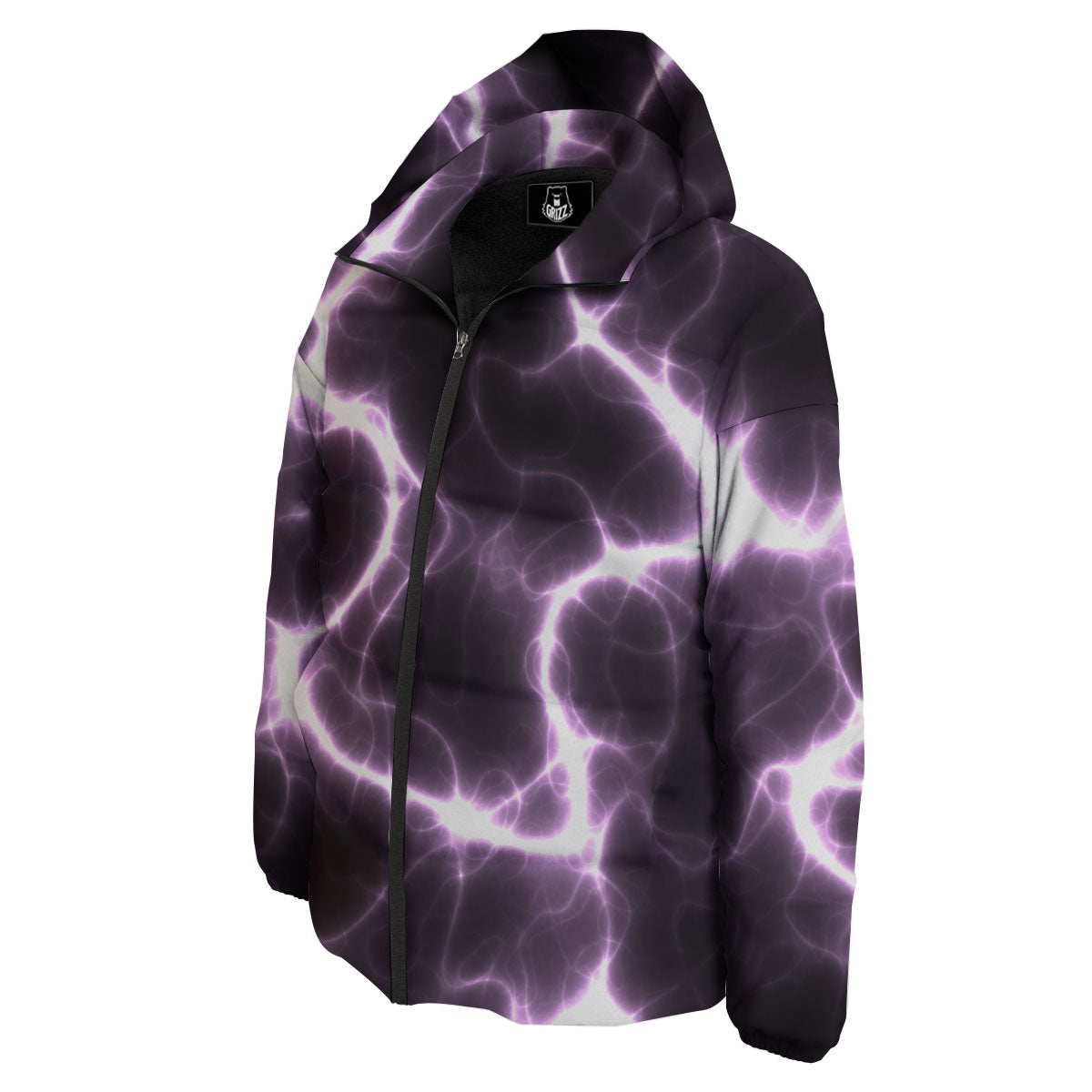 Chain Lightning Print Down Jacket-grizzshop