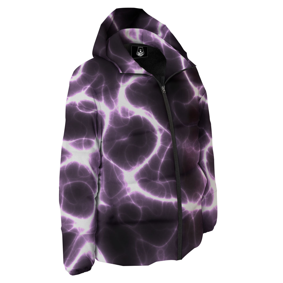 Chain Lightning Print Down Jacket-grizzshop