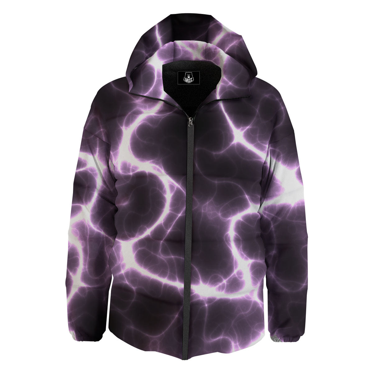 Chain Lightning Print Down Jacket-grizzshop