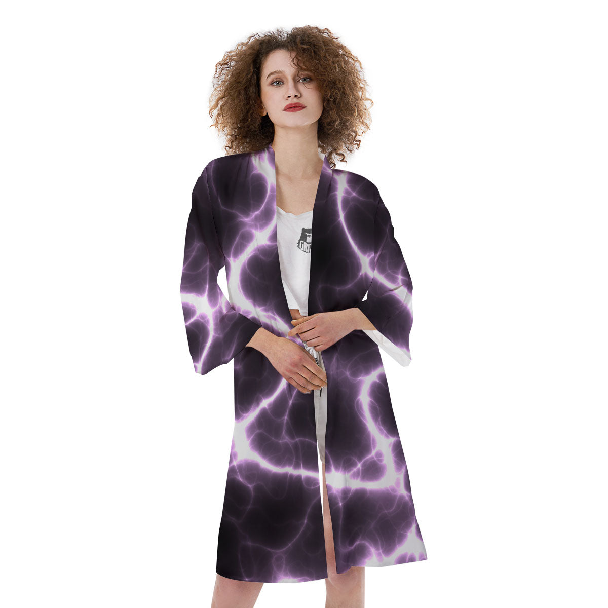 Chain Lightning Print Kimono-grizzshop