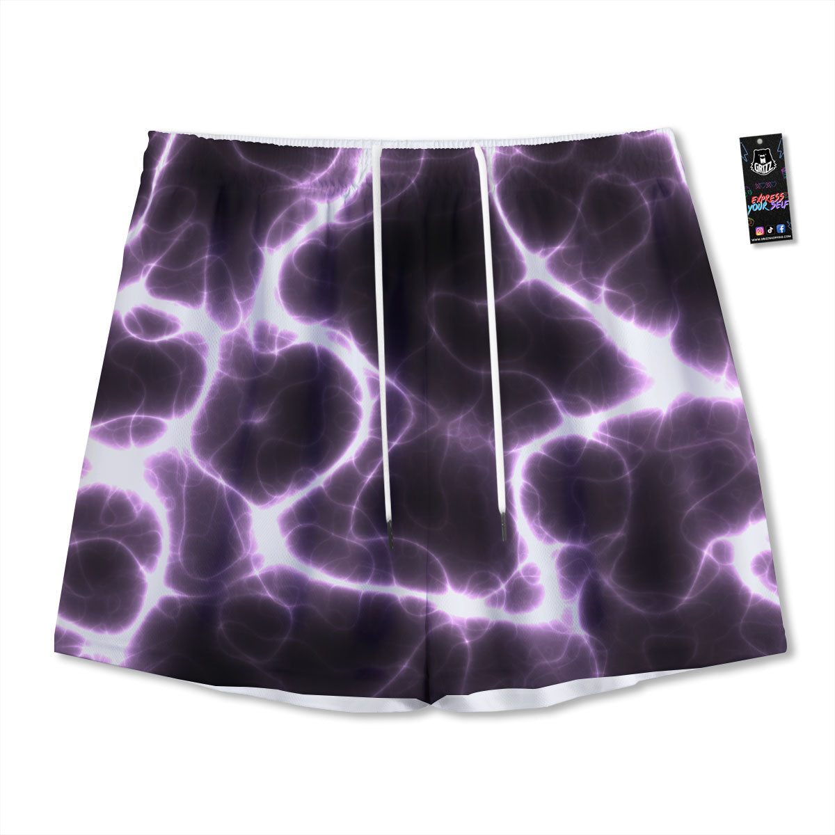 Chain Lightning Print Mesh Shorts-grizzshop