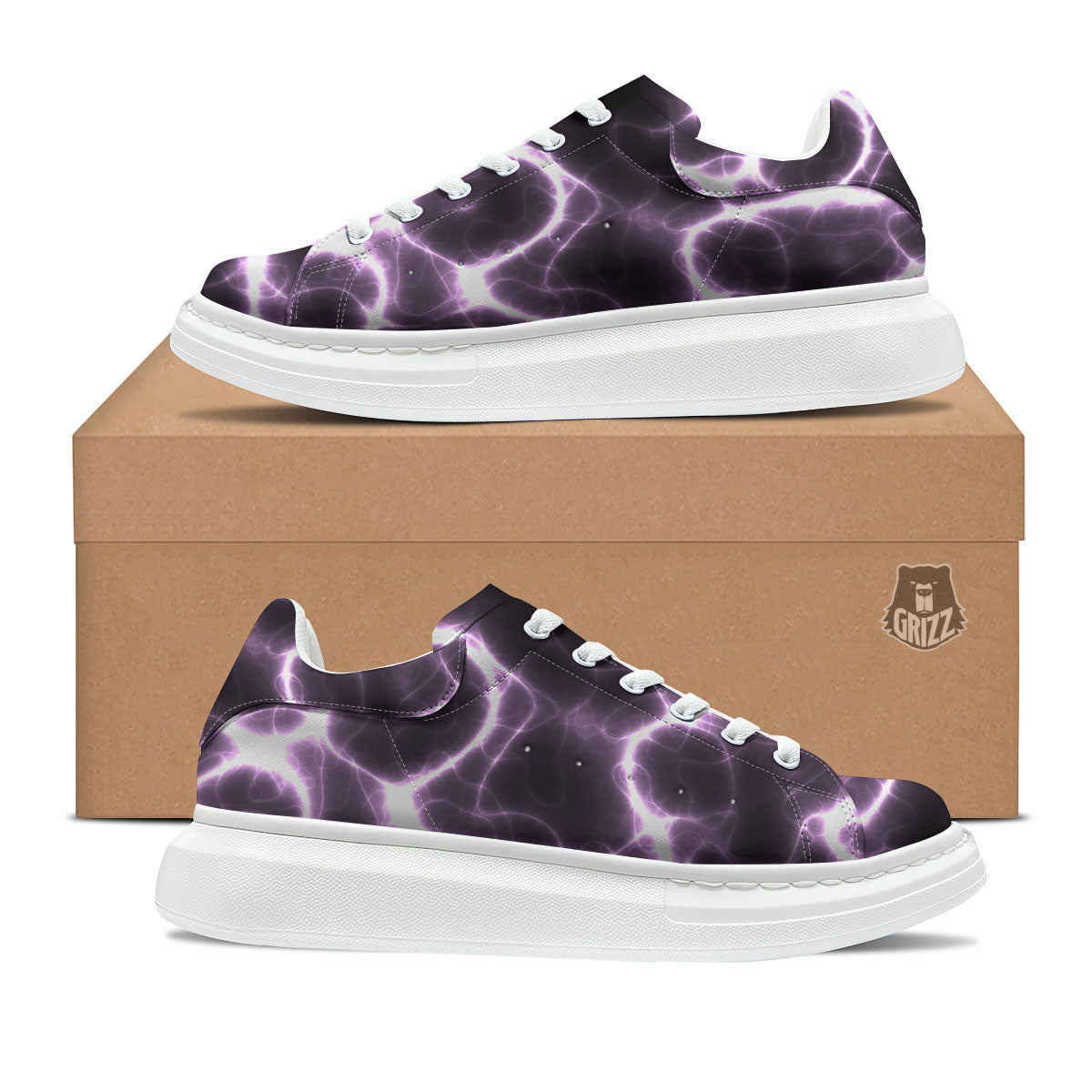 Chain Lightning Print Platform Shoes-grizzshop