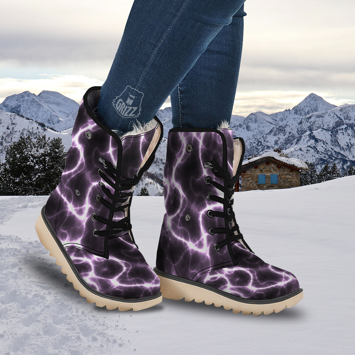 Chain Lightning Print Snow Boots-grizzshop