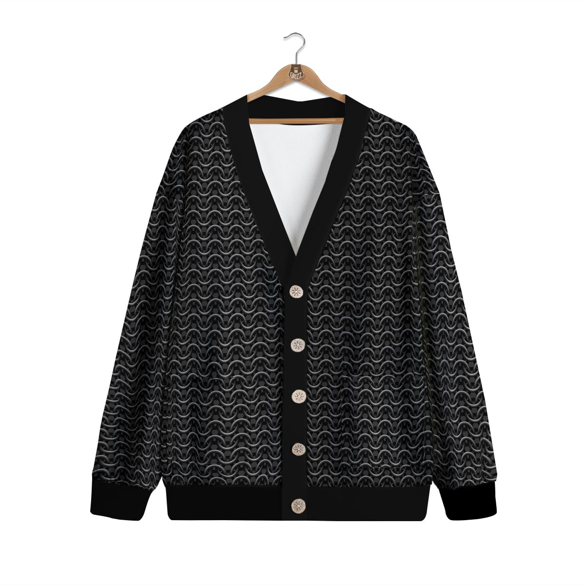 Chainmail Black Print Pattern Cardigan-grizzshop
