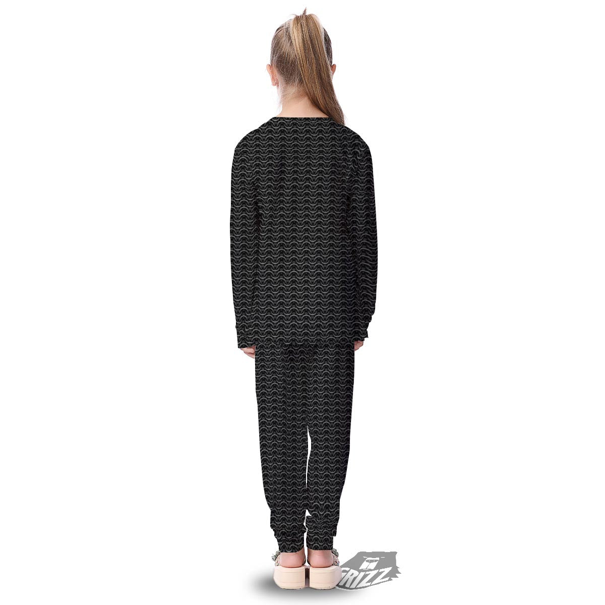 Chainmail Black Print Pattern Kid's Pajamas-grizzshop