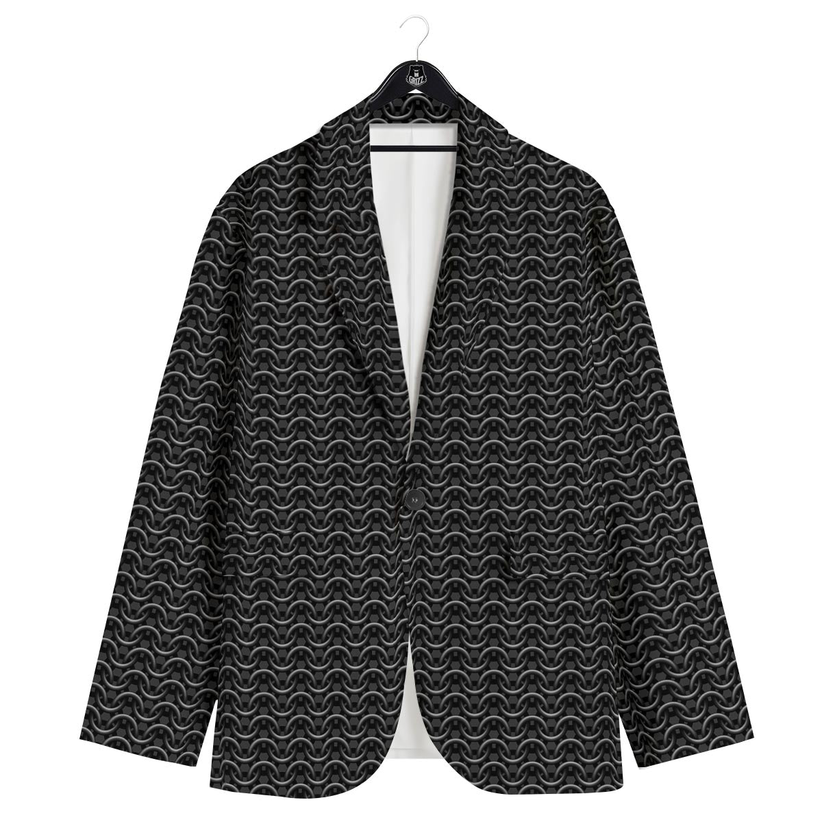 Chainmail Black Print Pattern Men's Sport Coat-grizzshop