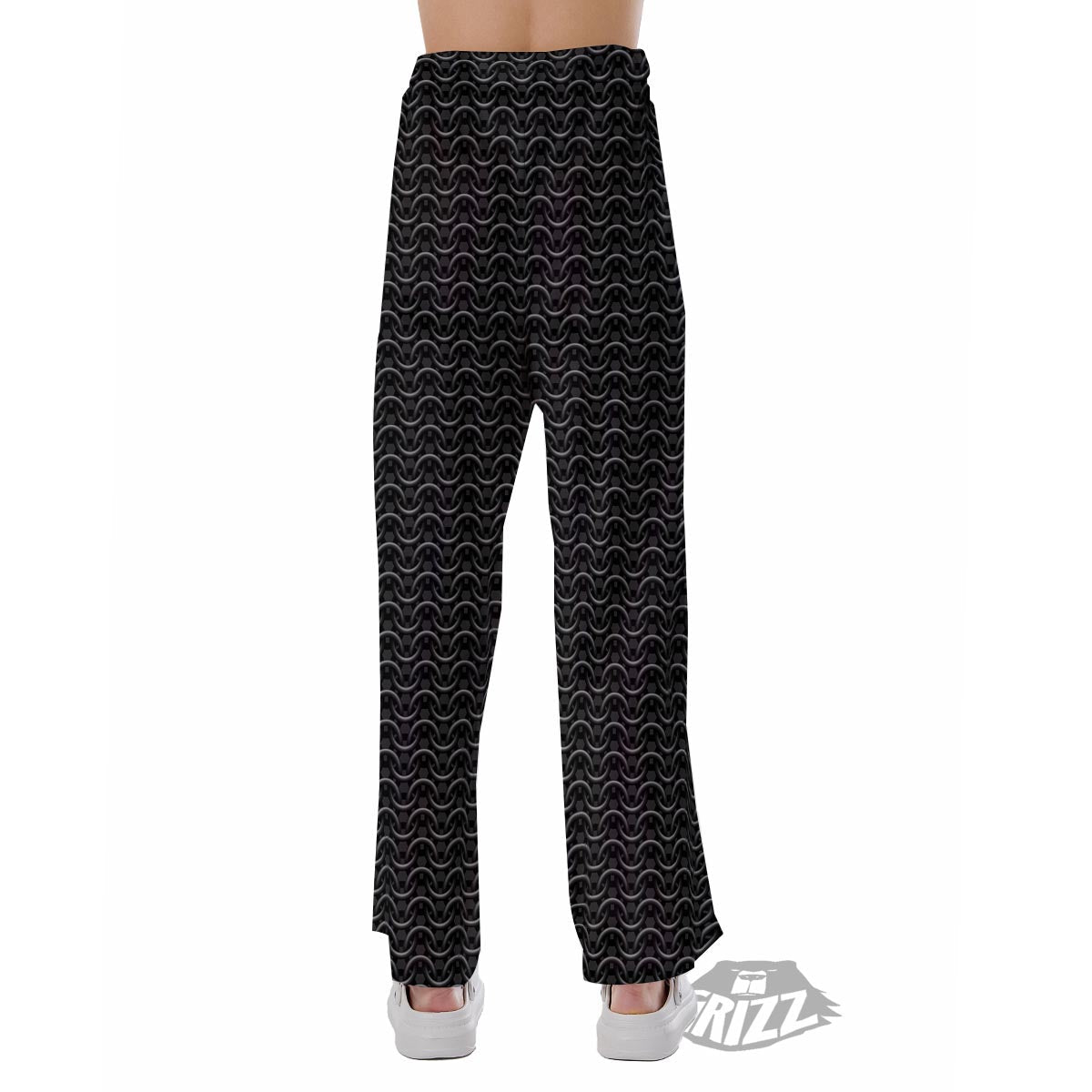 Chainmail Black Print Pattern Pajama Pants-grizzshop