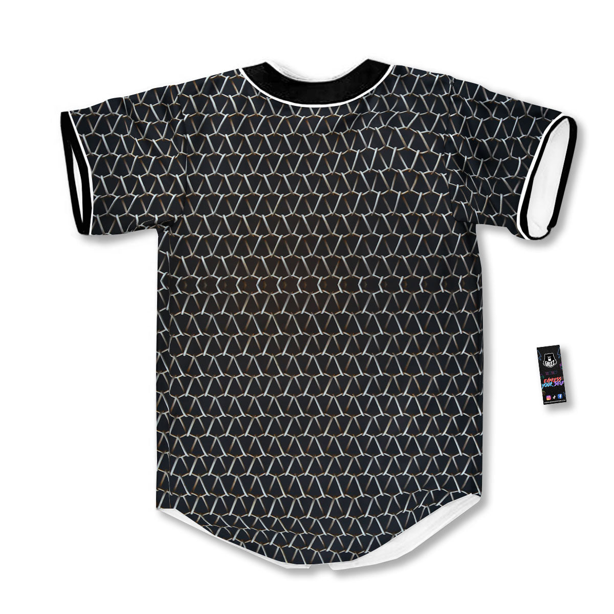 Chainmail Metal Print Pattern Baseball Jersey-grizzshop