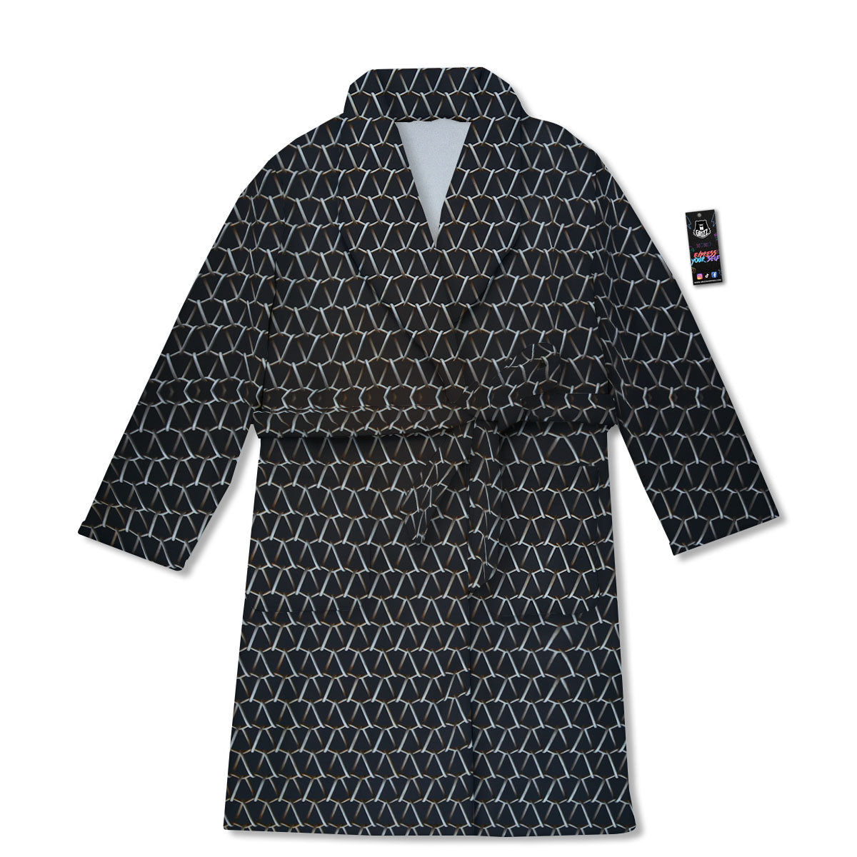 Chainmail Metal Print Pattern Bathrobe-grizzshop