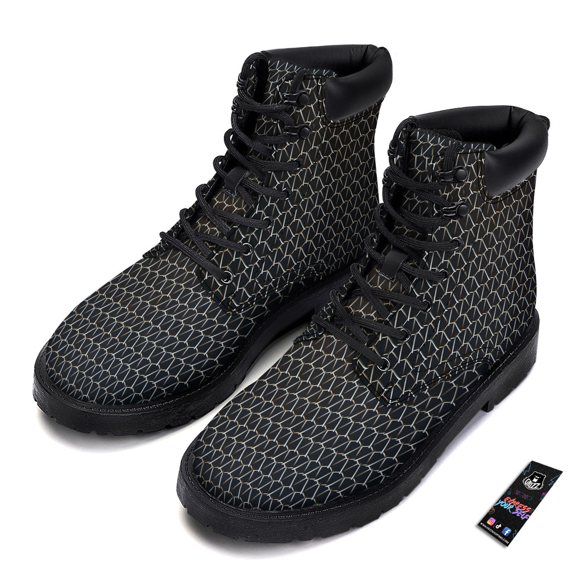 Chainmail Metal Print Pattern Boots-grizzshop