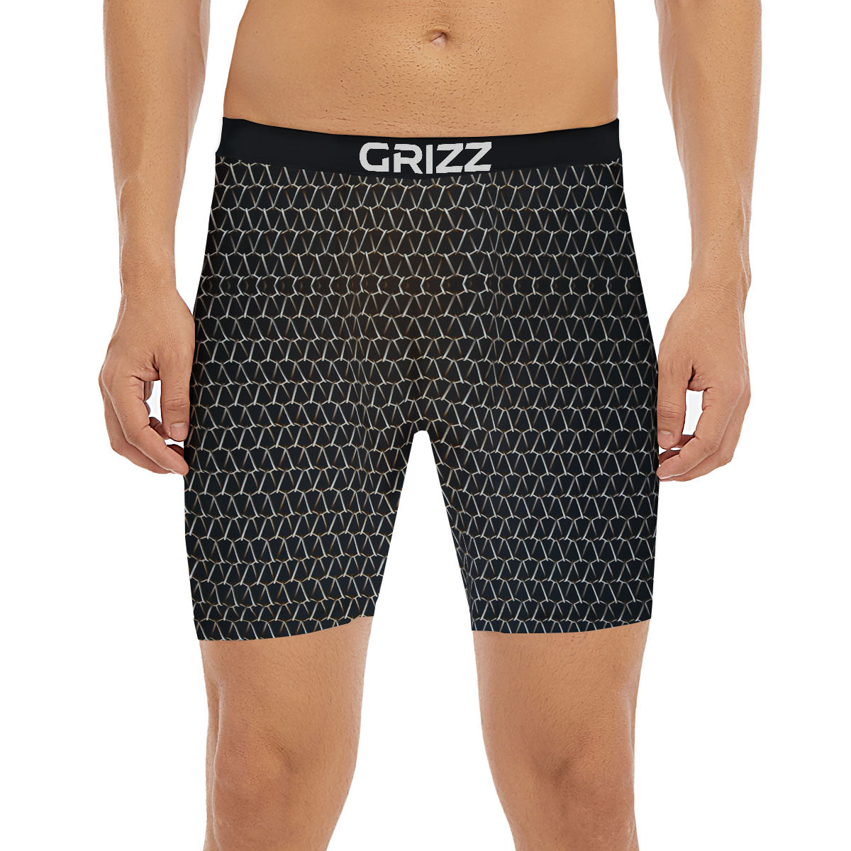 Chainmail Metal Print Pattern Boxer Briefs-grizzshop
