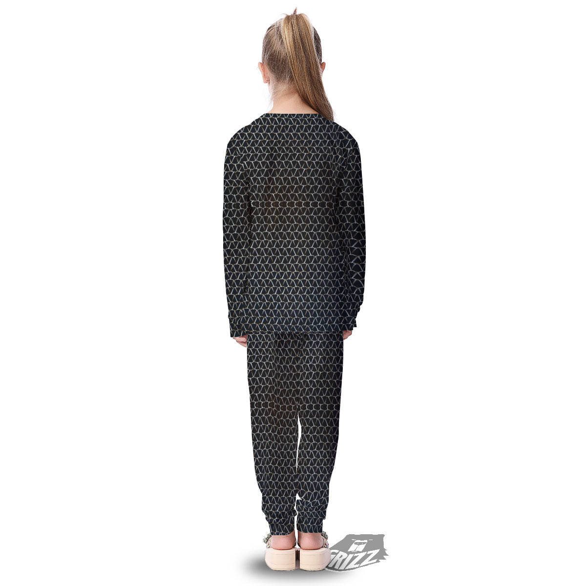 Chainmail Metal Print Pattern Kid's Pajamas-grizzshop