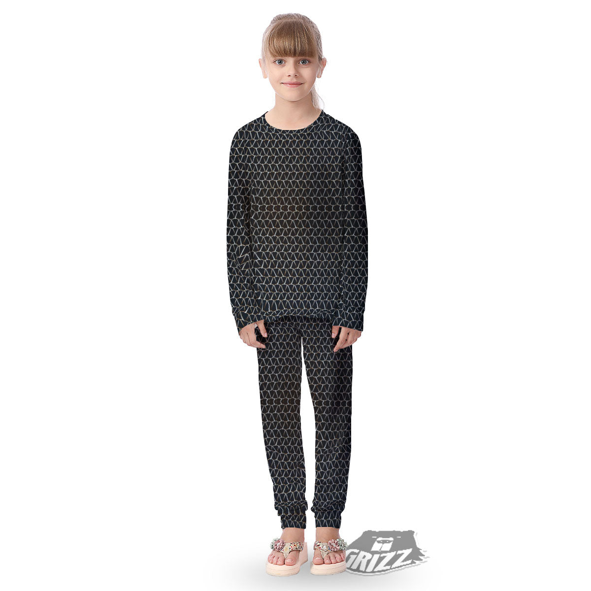 Chainmail Metal Print Pattern Kid's Pajamas-grizzshop