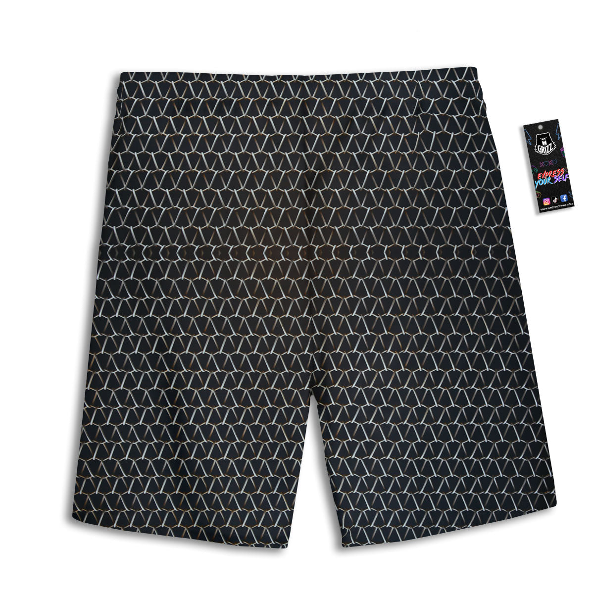 Chainmail Metal Print Pattern Men's Athletic Shorts