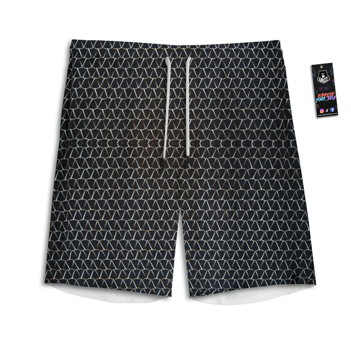 Chainmail Metal Print Pattern Men's Athletic Shorts