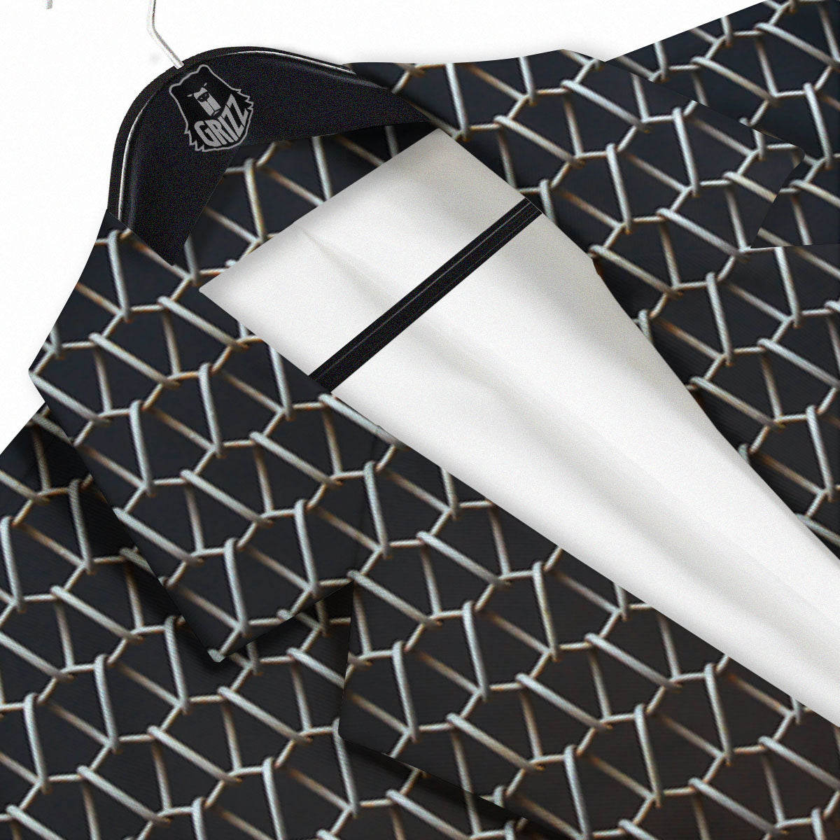 Chainmail Metal Print Pattern Men's Sport Coat-grizzshop