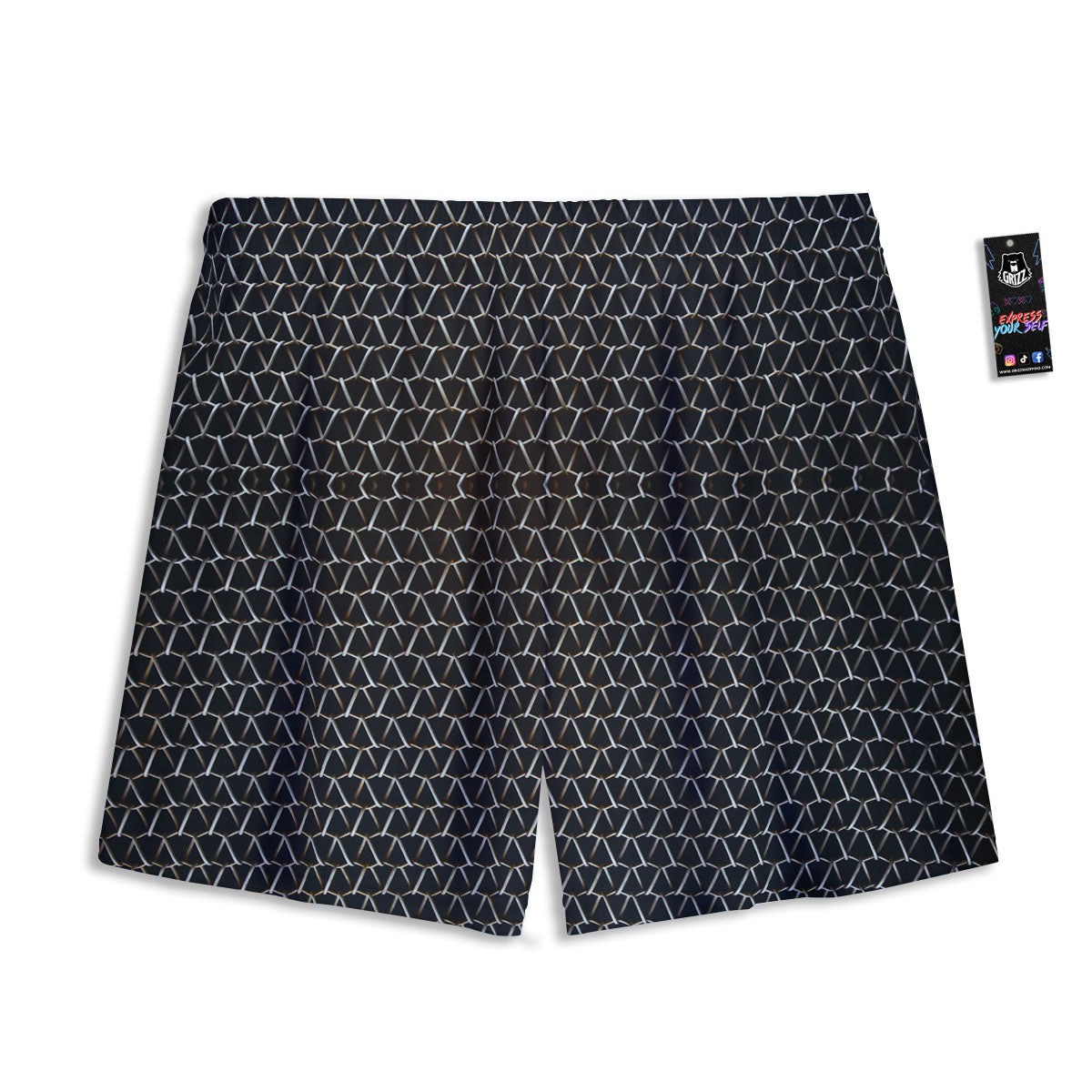 Chainmail Metal Print Pattern Mesh Shorts
